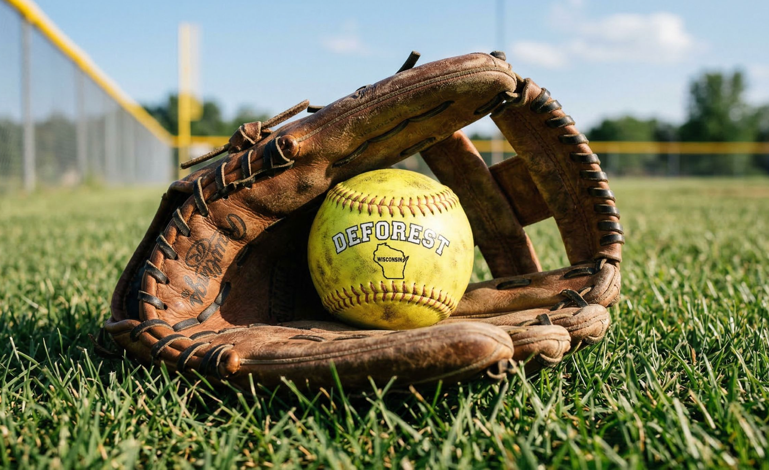 Softball championship trophy on the field